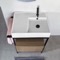 Console Sink Vanity With Ceramic Sink and Natural Brown Oak Drawer